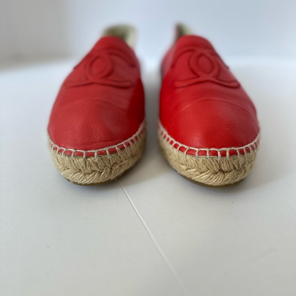 CHANEL Red Leather Espadrilles - Picture 2 of 14